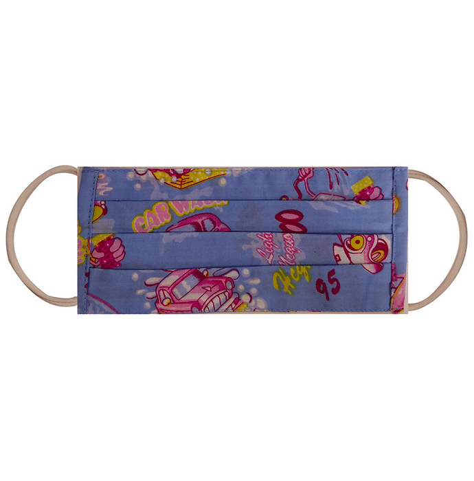 XOXO Organic Cotton Fabric Mask Blue Party Print