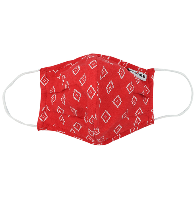 Hyzinik Anti-Viral Reusable Comfortable Face Mask Red and White Dome Shape Print with Pouch