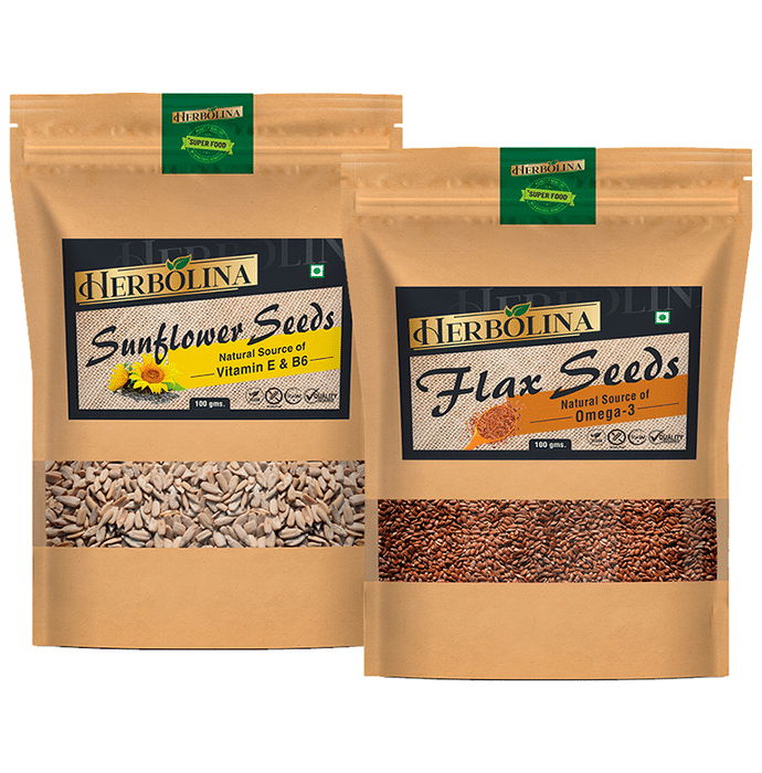 Herbolina Combo Pack of Sunflower & Flax Seeds (100gm Each)