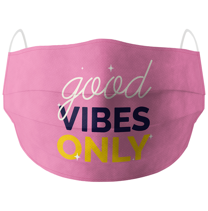 Soxytoes Cotton Face Mask Free Size Pink Good Vibes Only