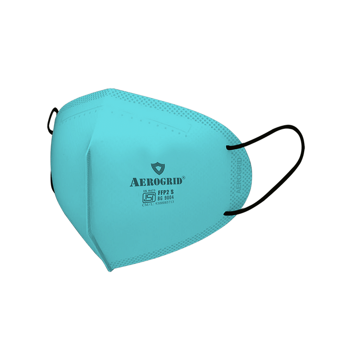 Aerogrid FFP2 Premium 6 Layer N95 Mask with Headband Converter Strip Green with White Ear Loop