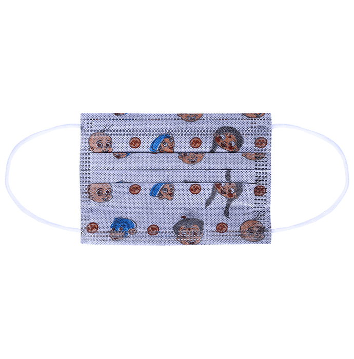 Vibe Chhota Bheem Kids 4 Ply Mask with Activated Carbon & Anti Microbial Copper Free Size