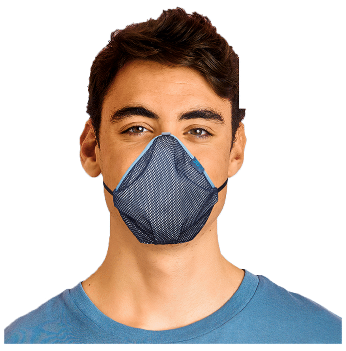 3bo Medium Deltoid Turbo Face Mask in Navy Mesh with Blue, Grey & Navy Binding