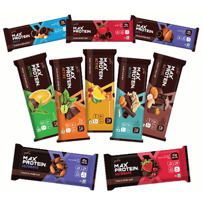 RiteBite Max Protein Assorted Daily 10gm (3Pc), Active 20gm (5Pc) and Ultimate 30gm (2 Pc)