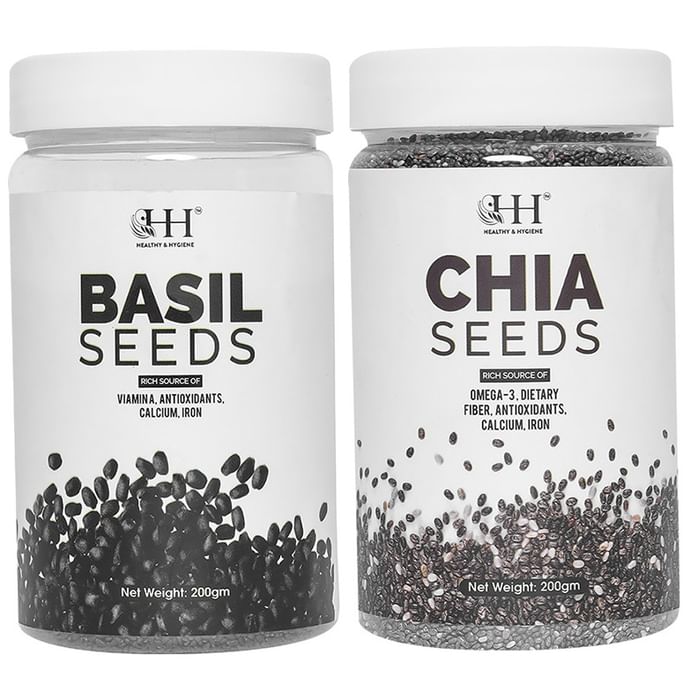 Healthy & Hygiene Combo Pack of Basil Seeds & Chia Seeds (200gm Each)