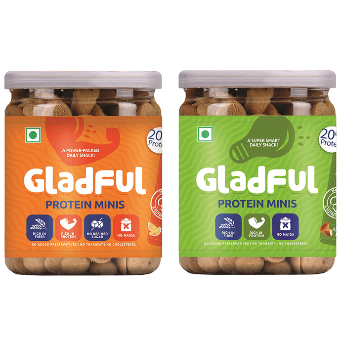 Gladful Protein Minis Cookie (150gm Each) Almond & Orange