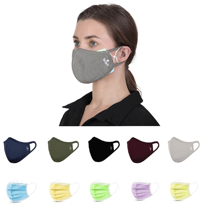 E-Tex Kawach Combo Pack of 5 Fashion Pro Mask & 10 Surgical 3 Ply Face Mask Free Size Multicolor