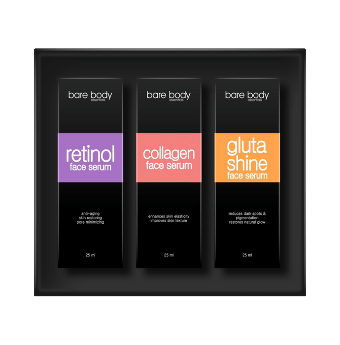 Bare Body Essentials Get Set Glow Combo of Collagen Serum 25ml, Glutashine Serum 25ml and Retinol Serum 25ml
