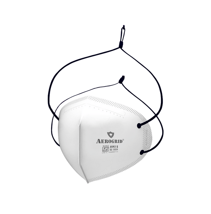 Aerogrid FFP2 6 Layer BIS Certified Premium N95 Mask White with Adjustable Black Head Loop