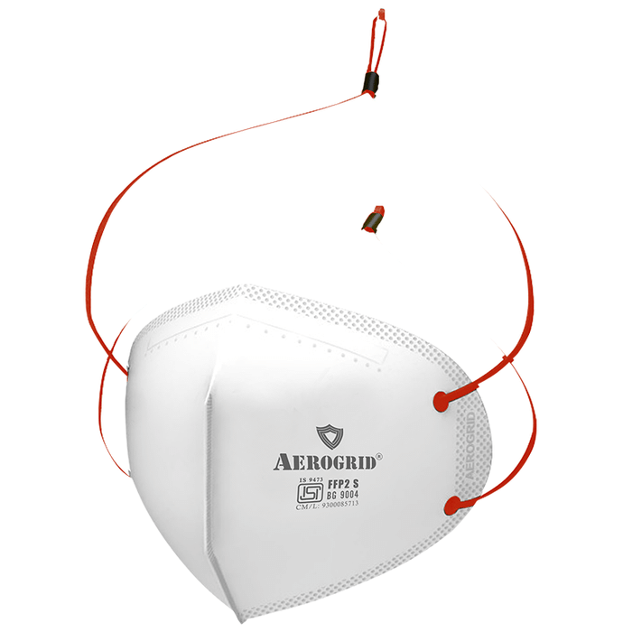 Aerogrid FFP2 Premium 6 Layer N95 Mask White with Adjustable Red Head loop