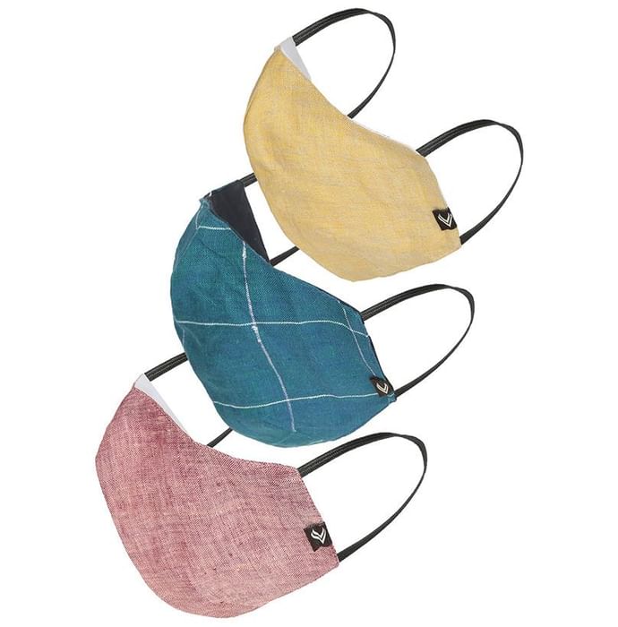 Linen Club 3 Layered Reusable Outdoor Protection Mask Yellow,Blue,Red MX