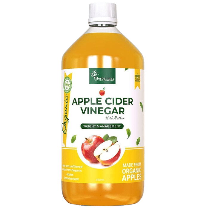 Herbal Max 100% Organic Apple Cider Vinegar with Mother (450ml Each)