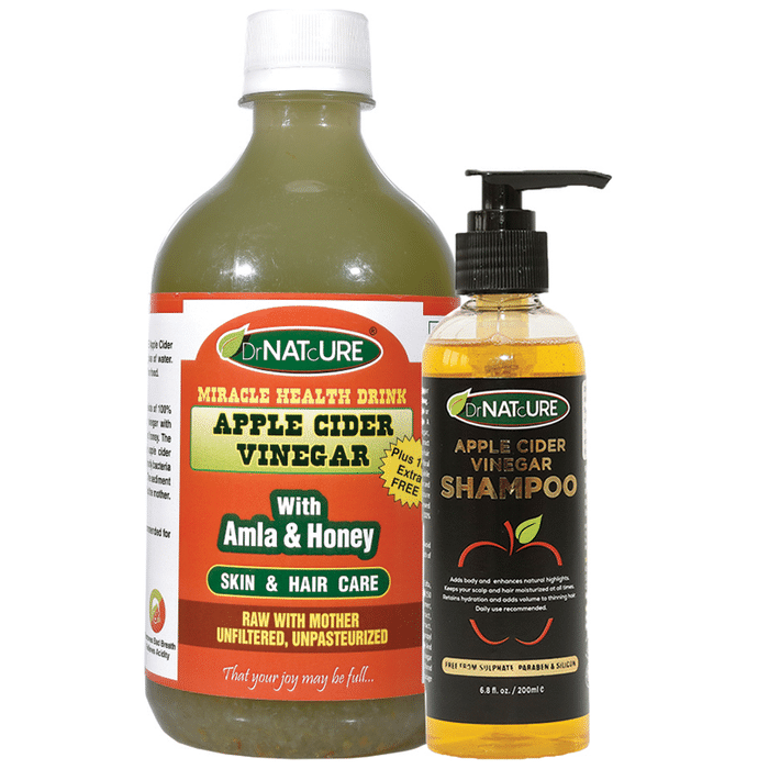 DrNATcURE Apple Cider Vinegar with Amla & Honey with Apple Cider Vinegar Shampoo 200ml Free