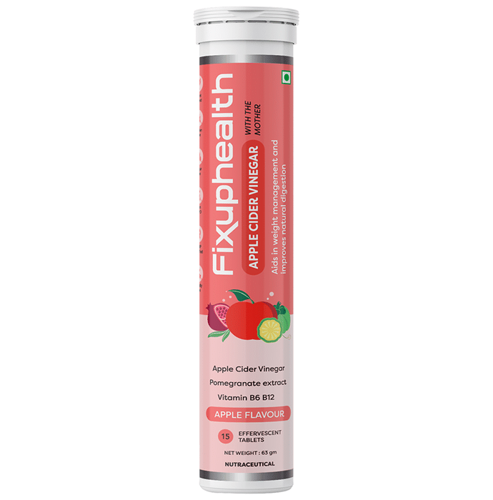 Fixuphealth Apple Cider Vinegar Effervescent Tablet with the Mother (15 Each) Apple