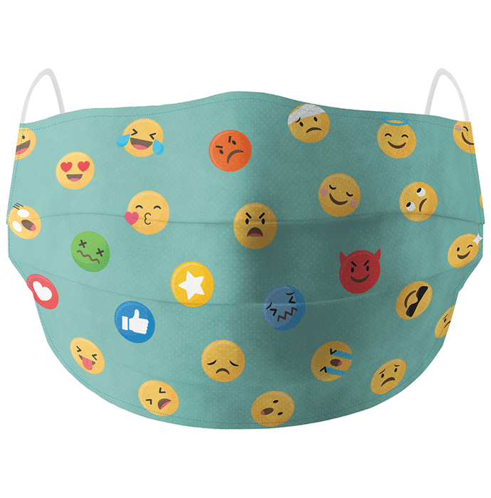 Soxytoes Cotton Face Mask Free Size Blue Emojis