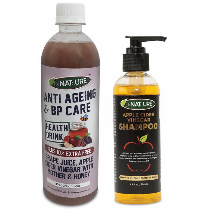 DrNATcURE Apple Cider Vinegar with Grapes & Honey with Apple Cider Vinegar Shampoo 200ml Free