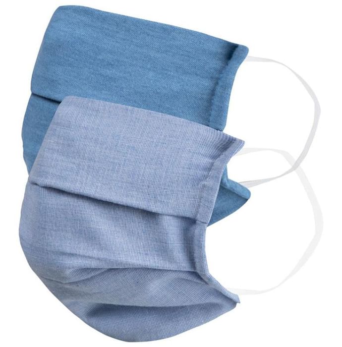 Faballey 2 Ply Pleated Resusable Mask Set Cool Blue