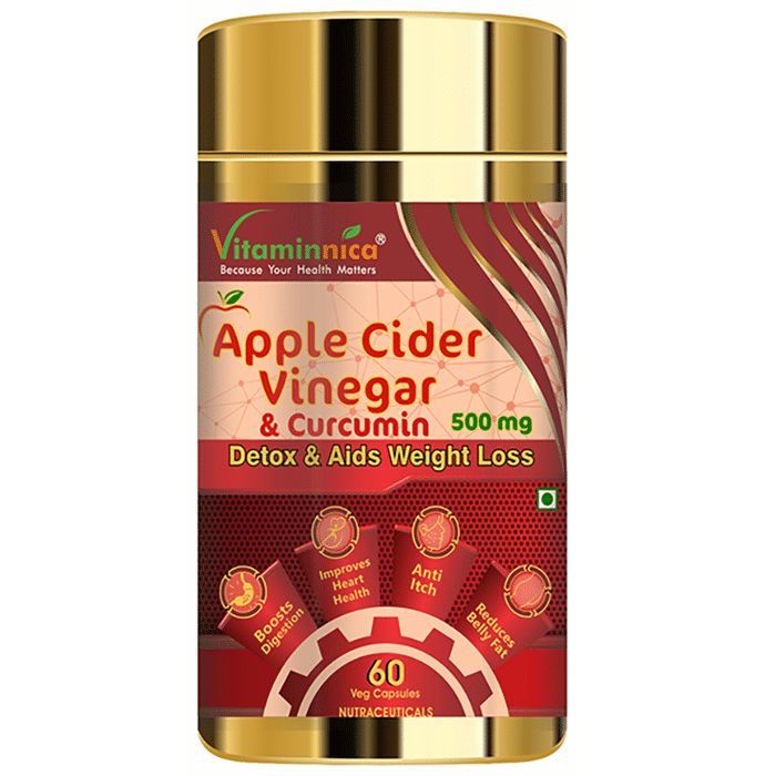 Vitaminnica Apple Cider Vinegar & Curcumin 500mg Veg Capsule