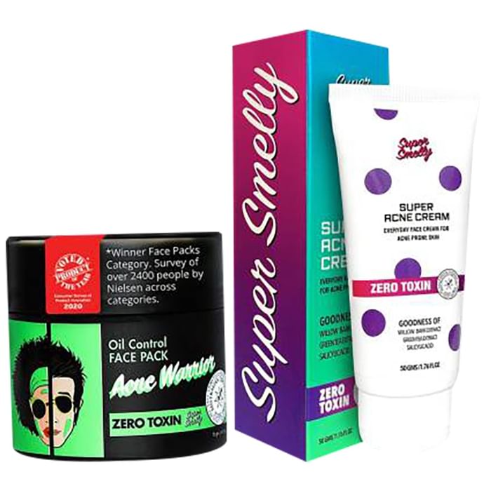 Super Smelly Good Bye Acne Face Wash (100gm) and Oil Control Acne Warrior Face Pack (70gm)