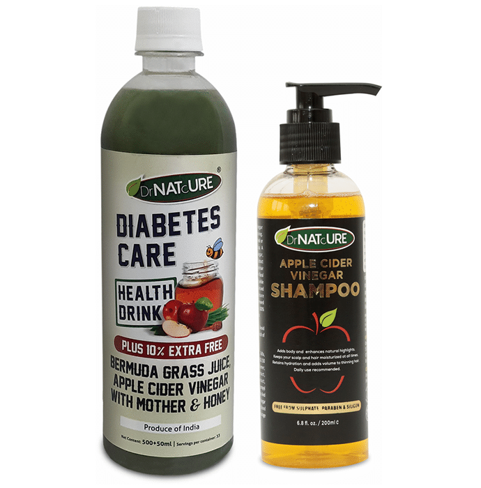 DrNATcURE Apple Cider Vinegar with Bermuda Grass & Honey with Apple Cider Vinegar Shampoo 200ml Free