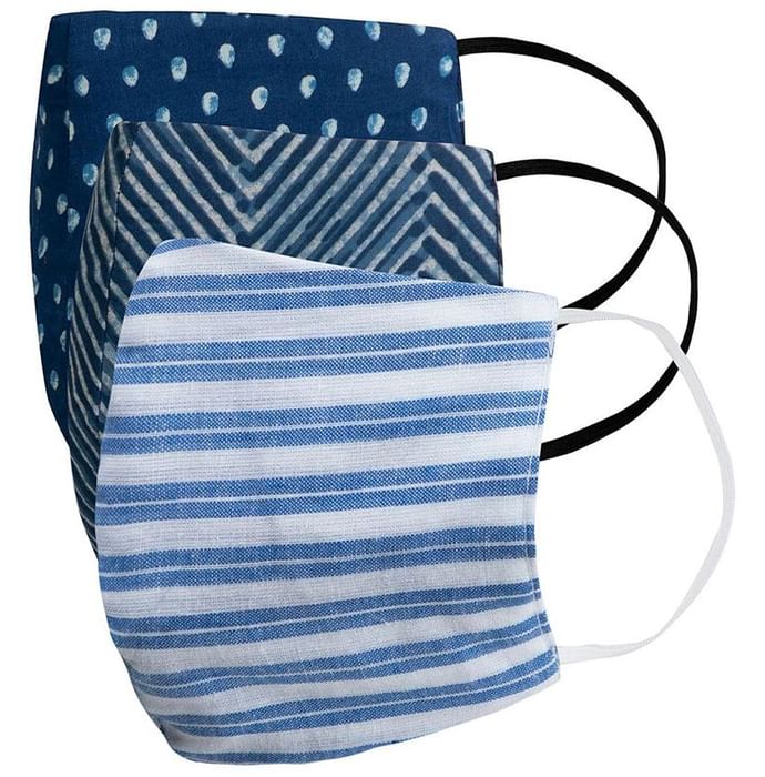 Faballey Indigo 3 Ply Balloon Reusable Mask Set
