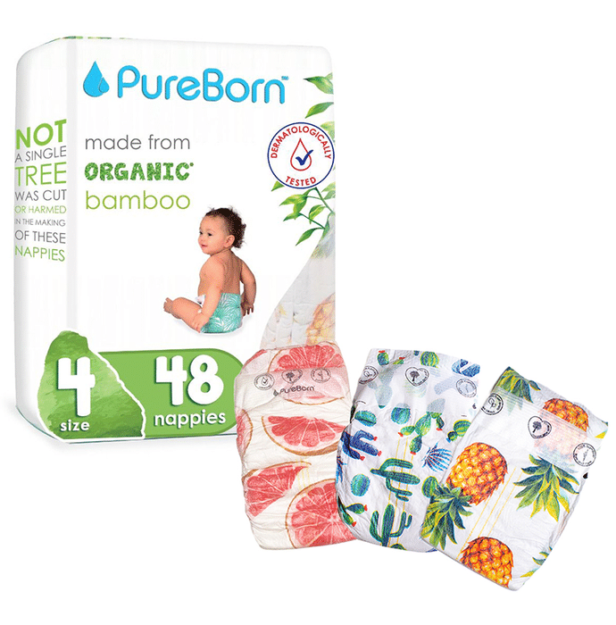 PureBorn Printed Nappies Size 4