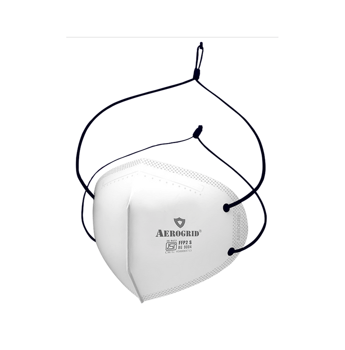 Aerogrid FFP2 BIS Certified 5 Layer N95 Mask White with Adjustable Black Head Loop