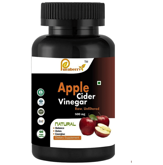 Puraberry Apple Cider Vinegar 800mg Veggie Capsule Raw Unfiltered