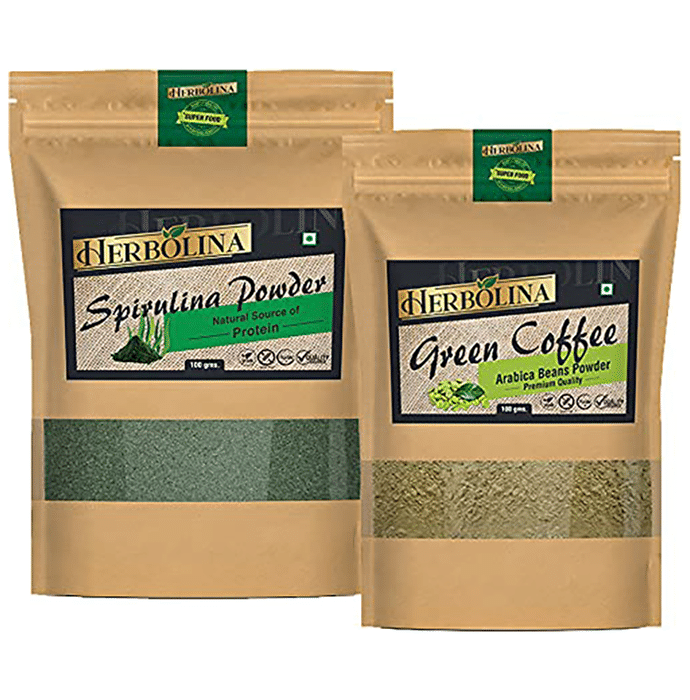 Herbolina Combo Pack of Spirulina Powder & Green Coffee (100gm Each)