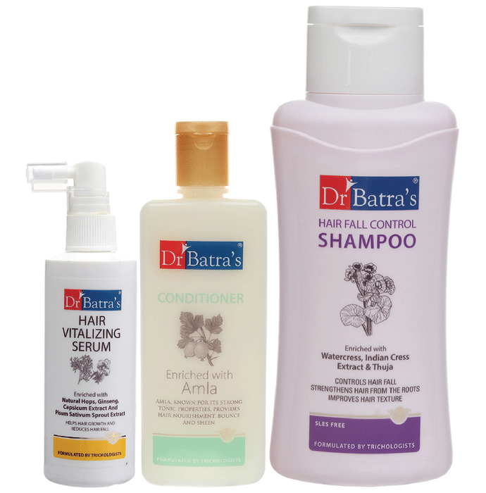 Dr Batra's Combo Pack of Hair Vitalizing Serum 125ml, Conditioner 200ml and Hair Fall Control Shampoo 500ml