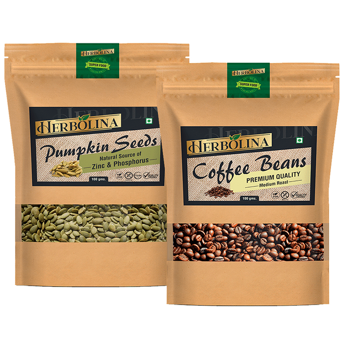 Herbolina Combo Pack of Pumkin Seeds & Coffee Beans (100gm Each)
