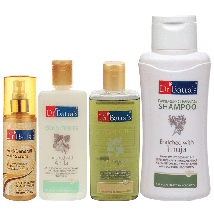 Dr Batra's Combo Pack of Anti-Dandruff Hair Serum 125ml, Conditioner 200ml, Hair Oil 200ml and Dandruff Cleansing Shampoo 500ml