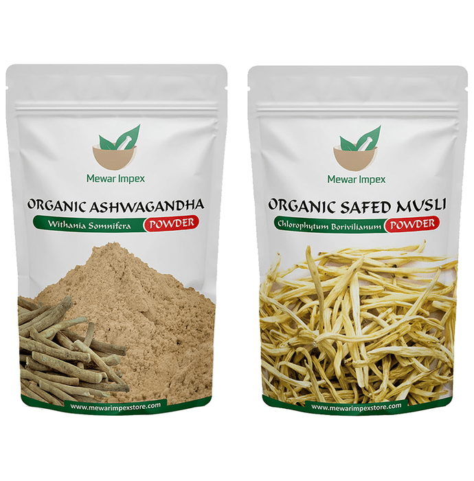 Mewar Impex Combo Pack of Organic Ashwagandha Powder & Organic Safed Musli Powder (100gm Each)