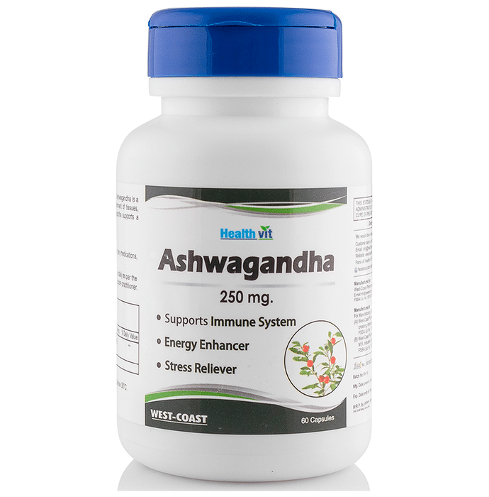 HealthVit Pure Ashwagandha Root Powder 250mg Capsule