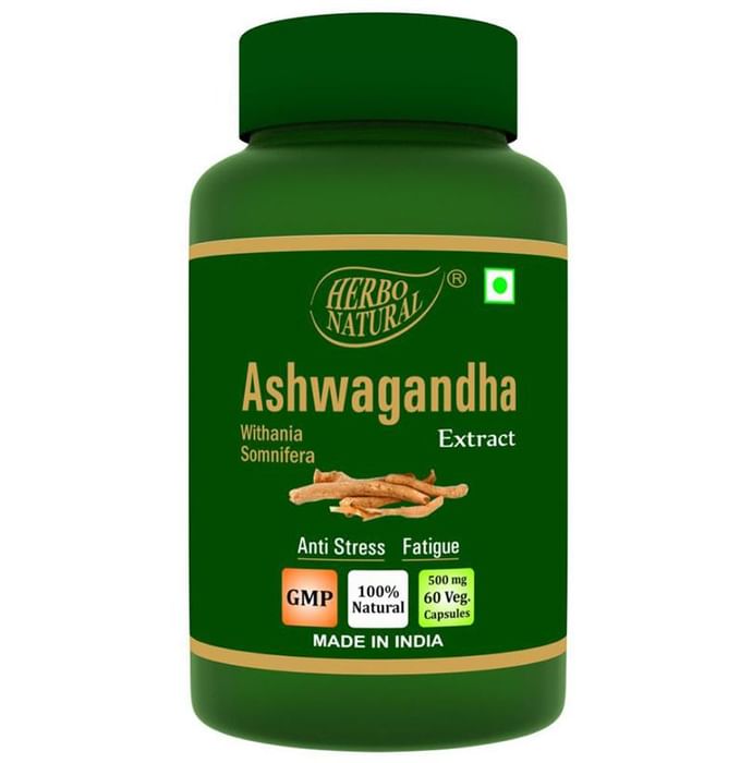 Herbo Natural Ashwagandha (Withania Somnifera) Extract 500mg Veg Capsule