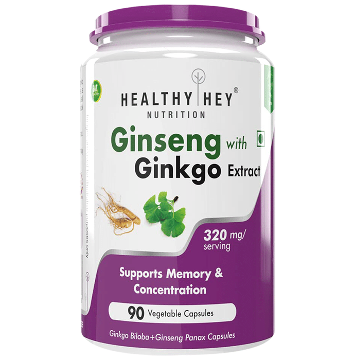 HealthyHey Ginseng with Ginkgo Extract 320mg Vegetable Capsule