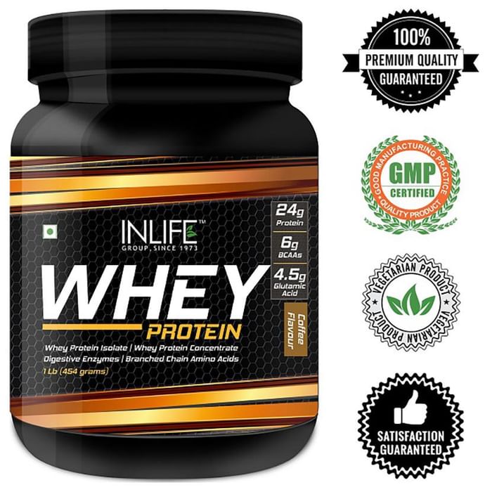 Inlife Whey Protein Powder with Isolate Concentrate Hydrolysate & Digestive Enzymes Coffee
