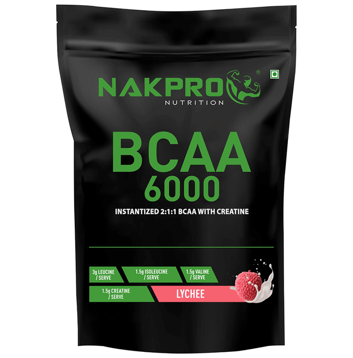 Nakpro Nutrition BCAA 6000 Instantized 2:1:1 BCAA with Creatine Powder Lychee