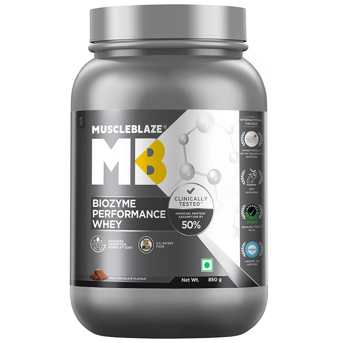 MuscleBlaze MB Biozyme Performance Whey Protein Powder Rich Chocolate