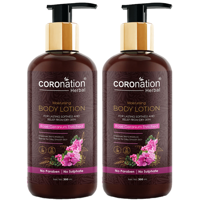 Coronation Herbal Rose Geranium Enriched Moisturising Body Lotion (300ml Each)