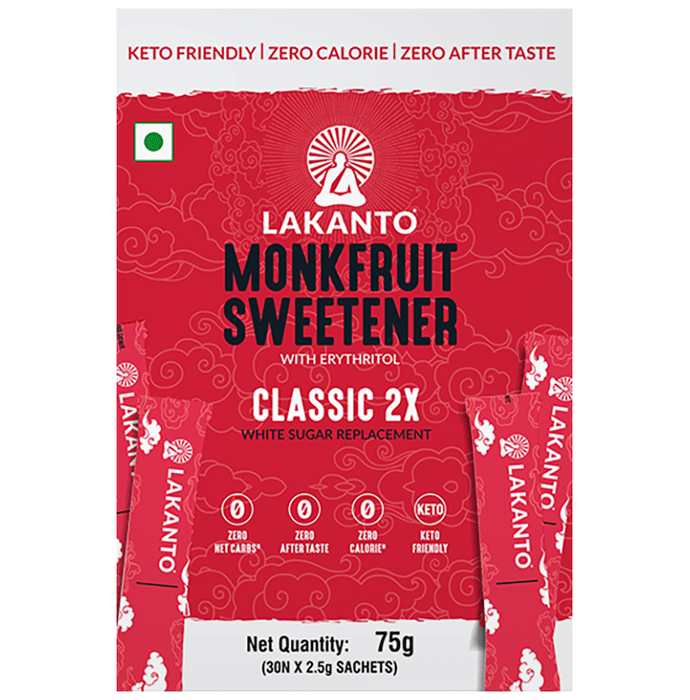 Lakanto Monkfruit Sweetener with Erythritol Classic 2X White Sugar Replacement Sachet (2.5gm Each)