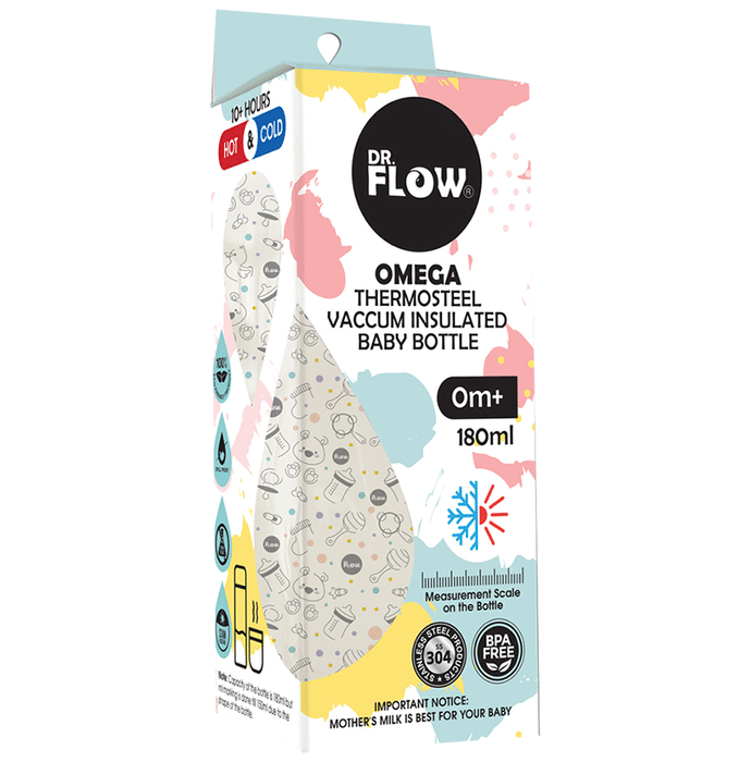 Dr. Flow Omega Thermosteel Vaccum Insulated Baby Bottle Pink