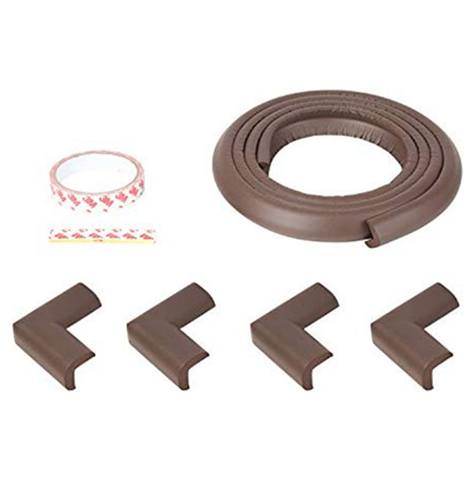 Safe-O-Kid Unique High Density L-Shaped 2mtr long 1 Edge Guard with 4 Corner Cushions Brown