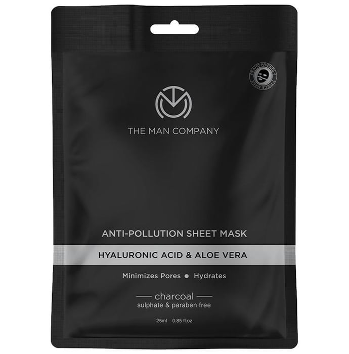 The Man Company Anti-Pollution Sheet Mask (25ml Each) Hyaluronic Acid & Aloe Vera
