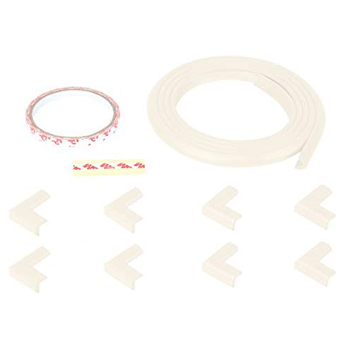Safe-O-Kid Unique High Density L-Shaped 2mtr Long Mini 2 Edge Guard with 8 Corner Cushions Cream