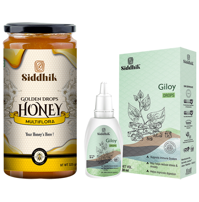 Siddhik Combo Pack of Golden Drops Multiflora Honey 325gm & Giloy Drop 30ml