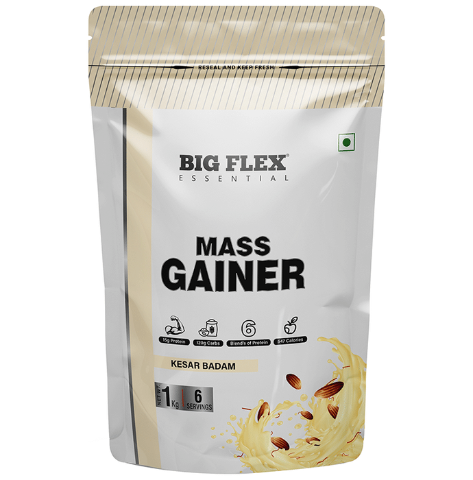Big Flex Essential Mass Gainer Powder Kesar Badam